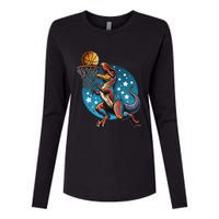 Basketball Player Trex Dinosaur Womens Cotton Relaxed Long Sleeve T-Shirt