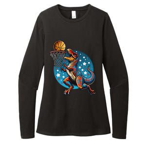 Basketball Player Trex Dinosaur Womens CVC Long Sleeve Shirt