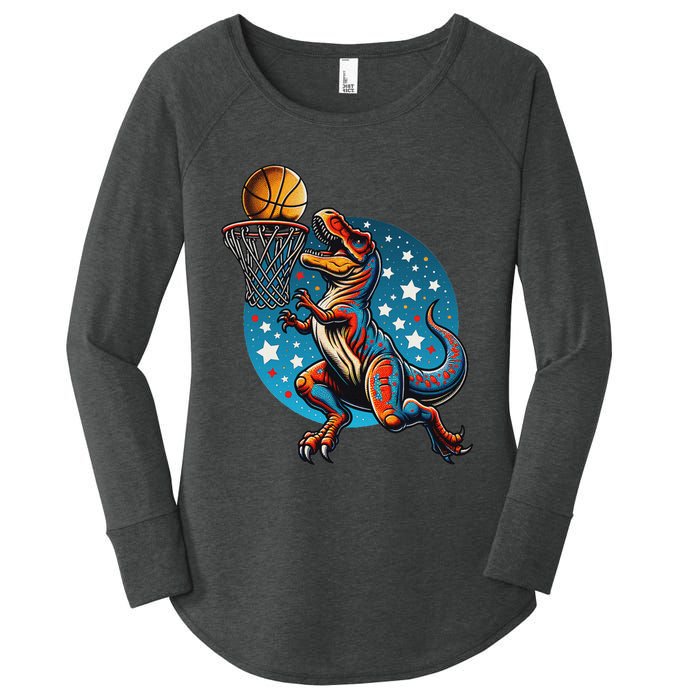 Basketball Player Trex Dinosaur Women's Perfect Tri Tunic Long Sleeve Shirt