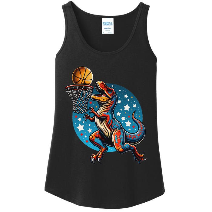 Basketball Player Trex Dinosaur Ladies Essential Tank