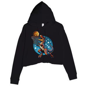 Basketball Player Trex Dinosaur Crop Fleece Hoodie