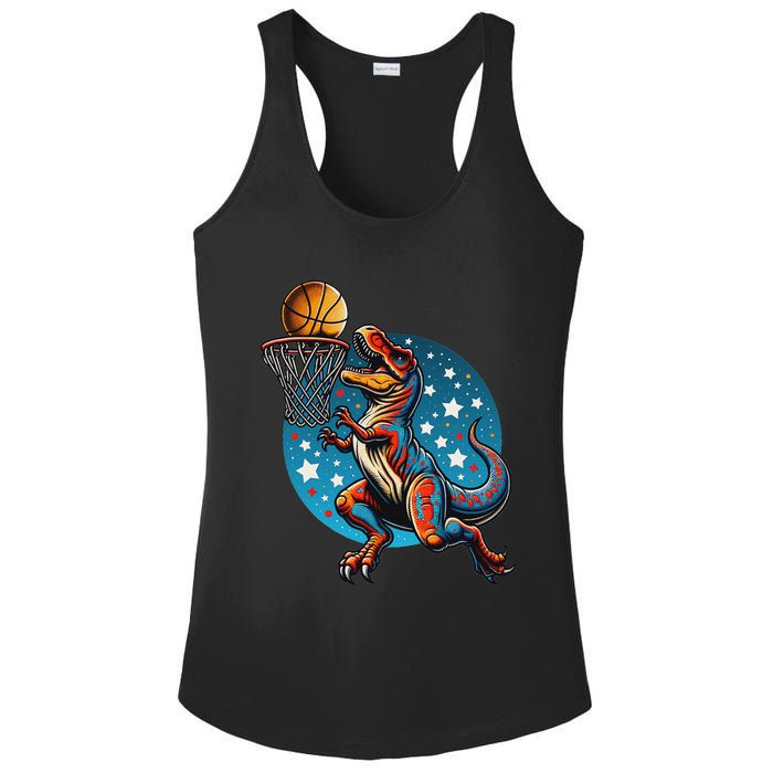 Basketball Player Trex Dinosaur Ladies PosiCharge Competitor Racerback Tank