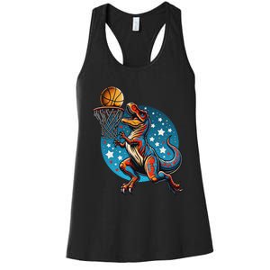 Basketball Player Trex Dinosaur Women's Racerback Tank