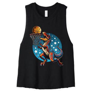 Basketball Player Trex Dinosaur Women's Racerback Cropped Tank