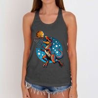 Basketball Player Trex Dinosaur Women's Knotted Racerback Tank