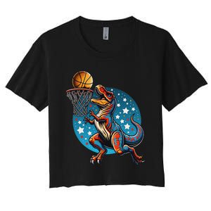 Basketball Player Trex Dinosaur Women's Crop Top Tee