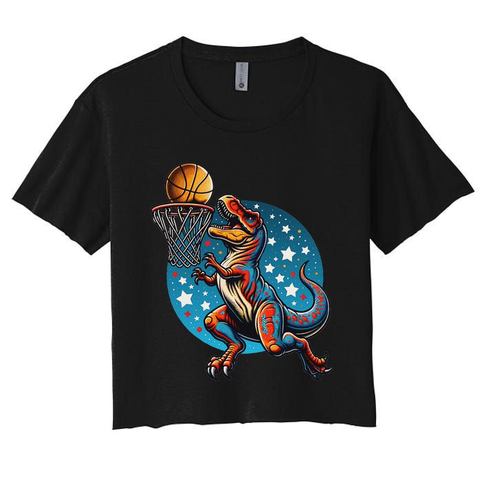 Basketball Player Trex Dinosaur Women's Crop Top Tee