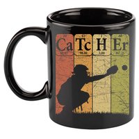 Baseball Periodic Table Elements Nerd Baseball Catcher Retro 11oz C Handle Ceramic Mug