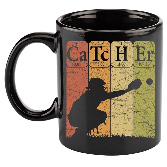 Baseball Periodic Table Elements Nerd Baseball Catcher Retro 11oz C Handle Ceramic Mug