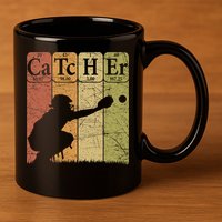 Baseball Periodic Table Elements Nerd Baseball Catcher Retro 11oz C Handle Ceramic Mug