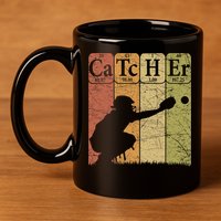 Baseball Periodic Table Elements Nerd Baseball Catcher Retro 11oz C Handle Ceramic Mug