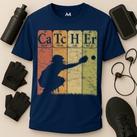 Baseball Periodic Table Elements Nerd Baseball Catcher Retro Cooling Performance Crew T-Shirt