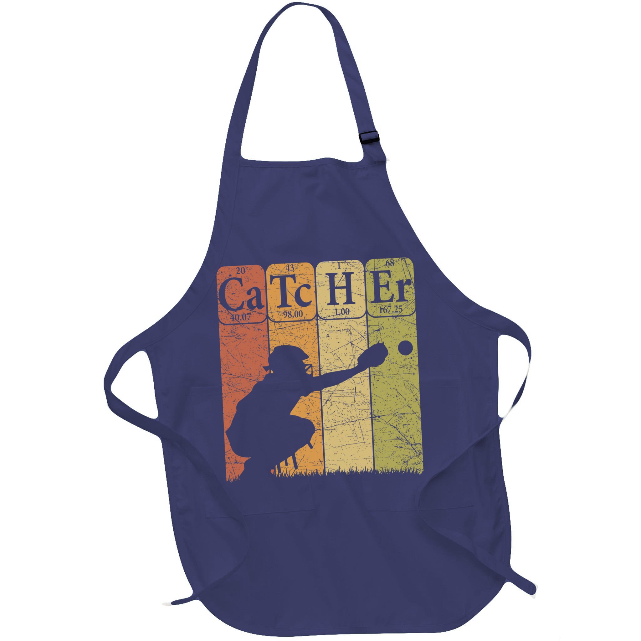 Baseball Periodic Table Elements Nerd Baseball Catcher Retro Apron