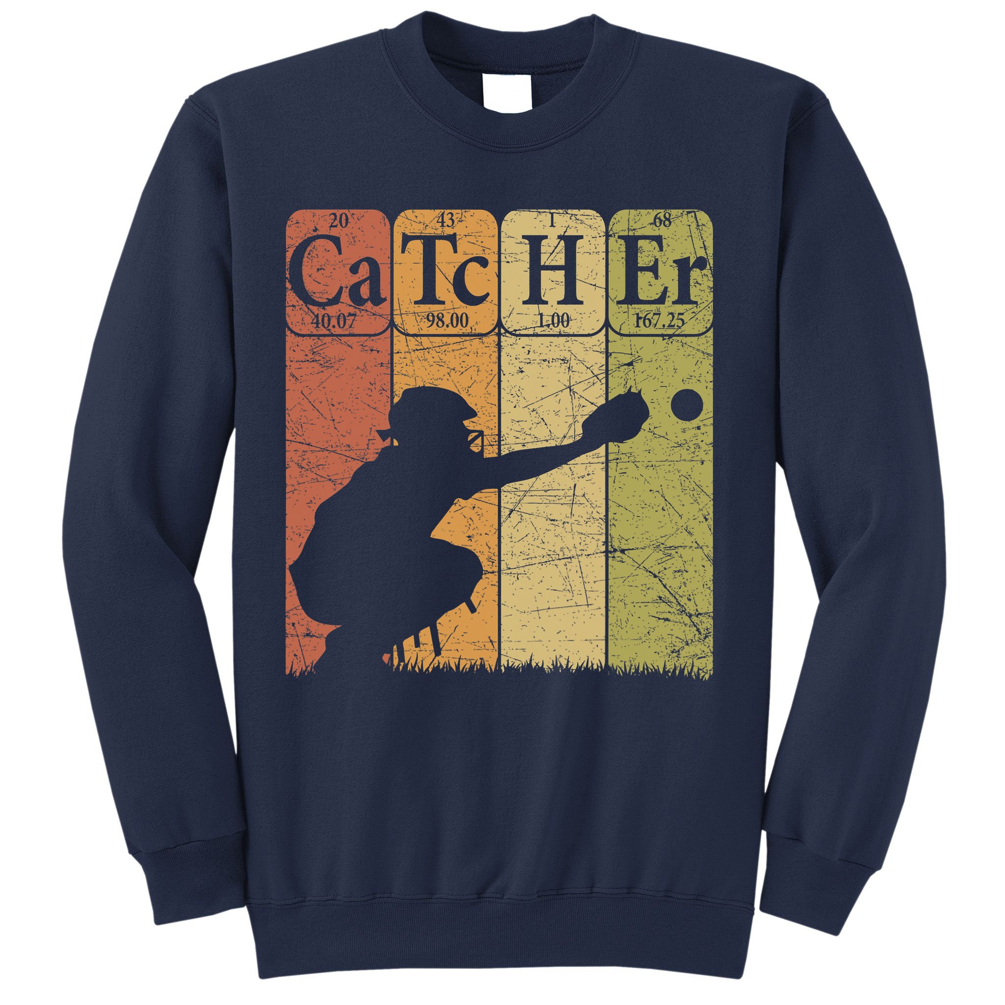 Baseball Periodic Table Elements Nerd Baseball Catcher Retro Sweatshirt