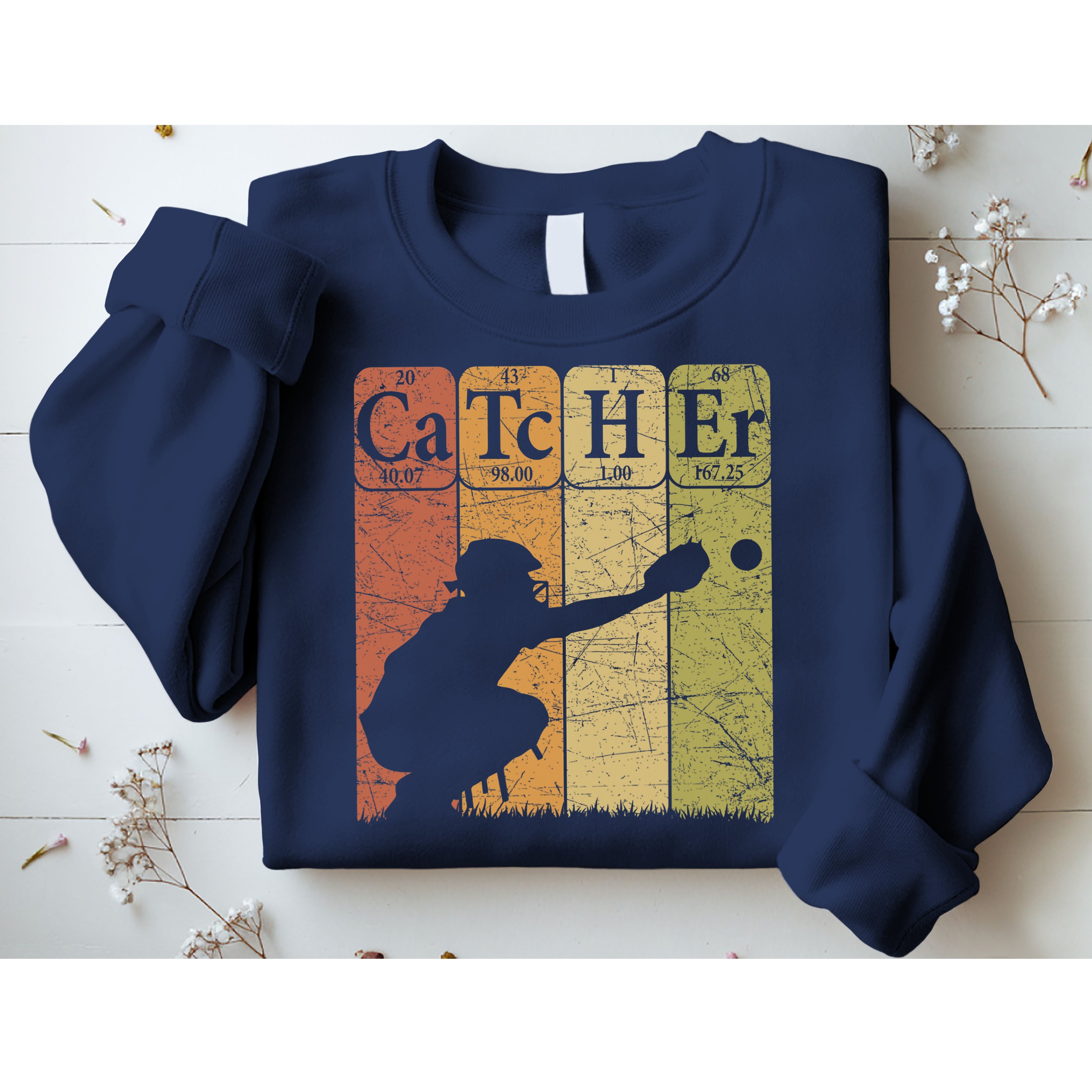 Baseball Periodic Table Elements Nerd Baseball Catcher Retro Sweatshirt