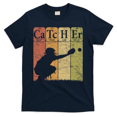 Baseball Periodic Table Elements Nerd Baseball Catcher Retro T-Shirt