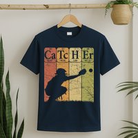 Baseball Periodic Table Elements Nerd Baseball Catcher Retro T-Shirt