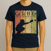 Baseball Periodic Table Elements Nerd Baseball Catcher Retro T-Shirt