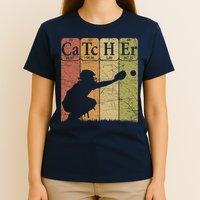 Baseball Periodic Table Elements Nerd Baseball Catcher Retro T-Shirt