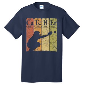 Baseball Periodic Table Elements Nerd Baseball Catcher Retro Tall T-Shirt