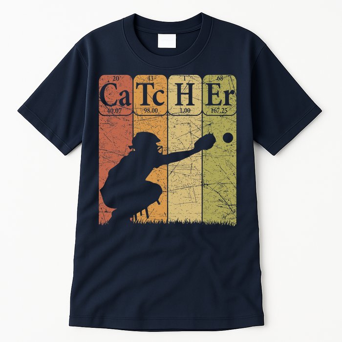 Baseball Periodic Table Elements Nerd Baseball Catcher Retro Tall T-Shirt