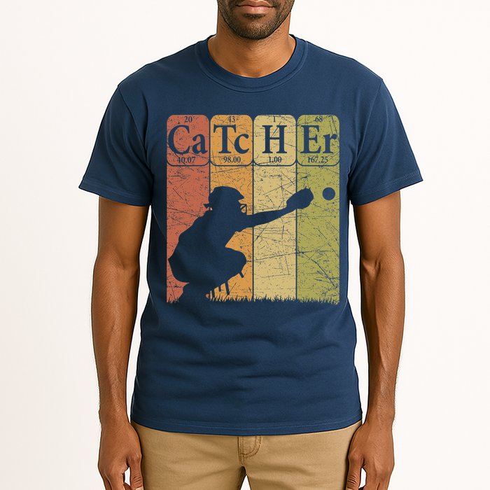 Baseball Periodic Table Elements Nerd Baseball Catcher Retro Tall T-Shirt