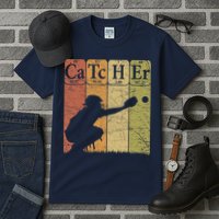 Baseball Periodic Table Elements Nerd Baseball Catcher Retro Tall T-Shirt