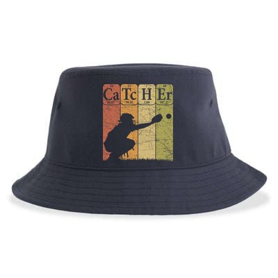 Baseball Periodic Table Elements Nerd Baseball Catcher Retro Sustainable Bucket Hat