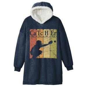 Baseball Periodic Table Elements Nerd Baseball Catcher Retro Hooded Wearable Blanket