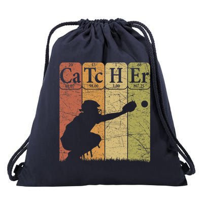 Baseball Periodic Table Elements Nerd Baseball Catcher Retro Drawstring Bag