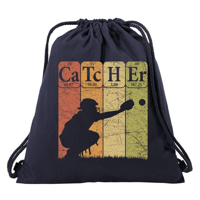 Baseball Periodic Table Elements Nerd Baseball Catcher Retro Drawstring Bag