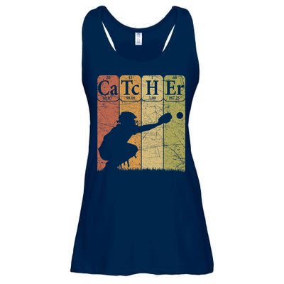 Baseball Periodic Table Elements Nerd Baseball Catcher Retro Ladies Essential Flowy Tank