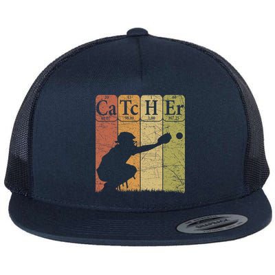 Baseball Periodic Table Elements Nerd Baseball Catcher Retro Flat Bill Trucker Hat