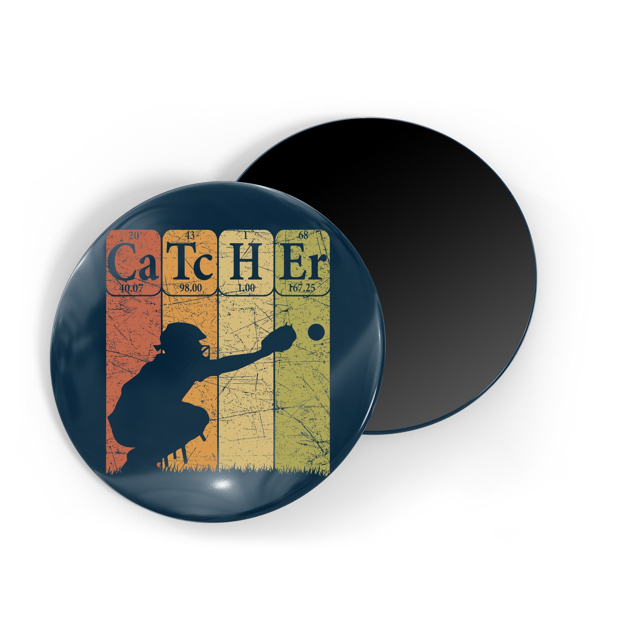 Baseball Periodic Table Elements Nerd Baseball Catcher Retro Magnet