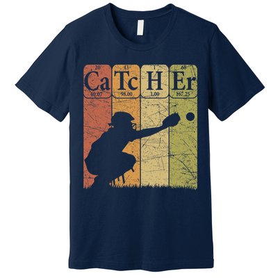 Baseball Periodic Table Elements Nerd Baseball Catcher Retro Premium T-Shirt