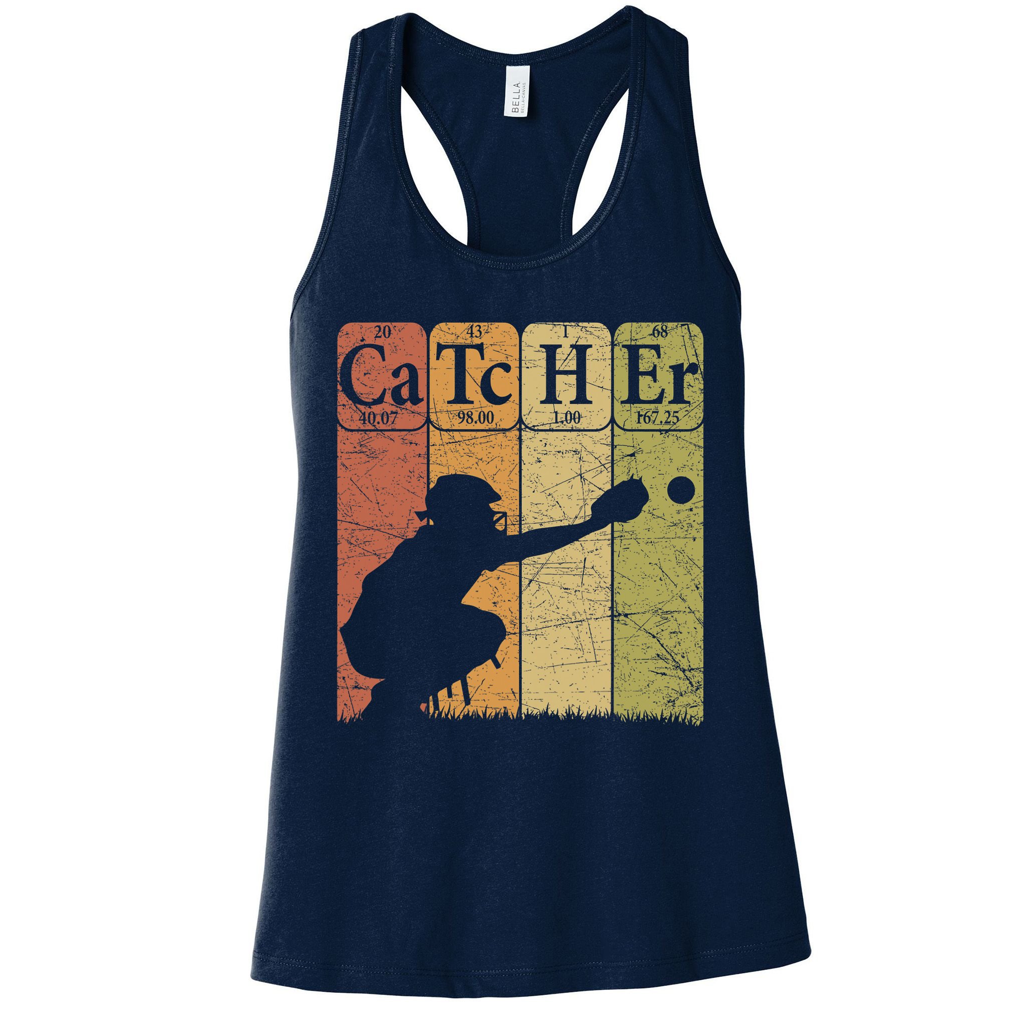 Baseball Periodic Table Elements Nerd Baseball Catcher Retro Womens Tank Top