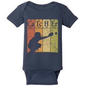 Baseball Periodic Table Elements Nerd Baseball Catcher Retro Baby Bodysuit