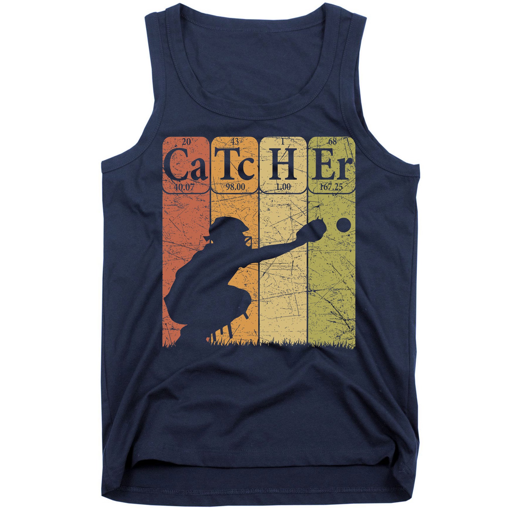 Baseball Periodic Table Elements Nerd Baseball Catcher Retro Tank Top
