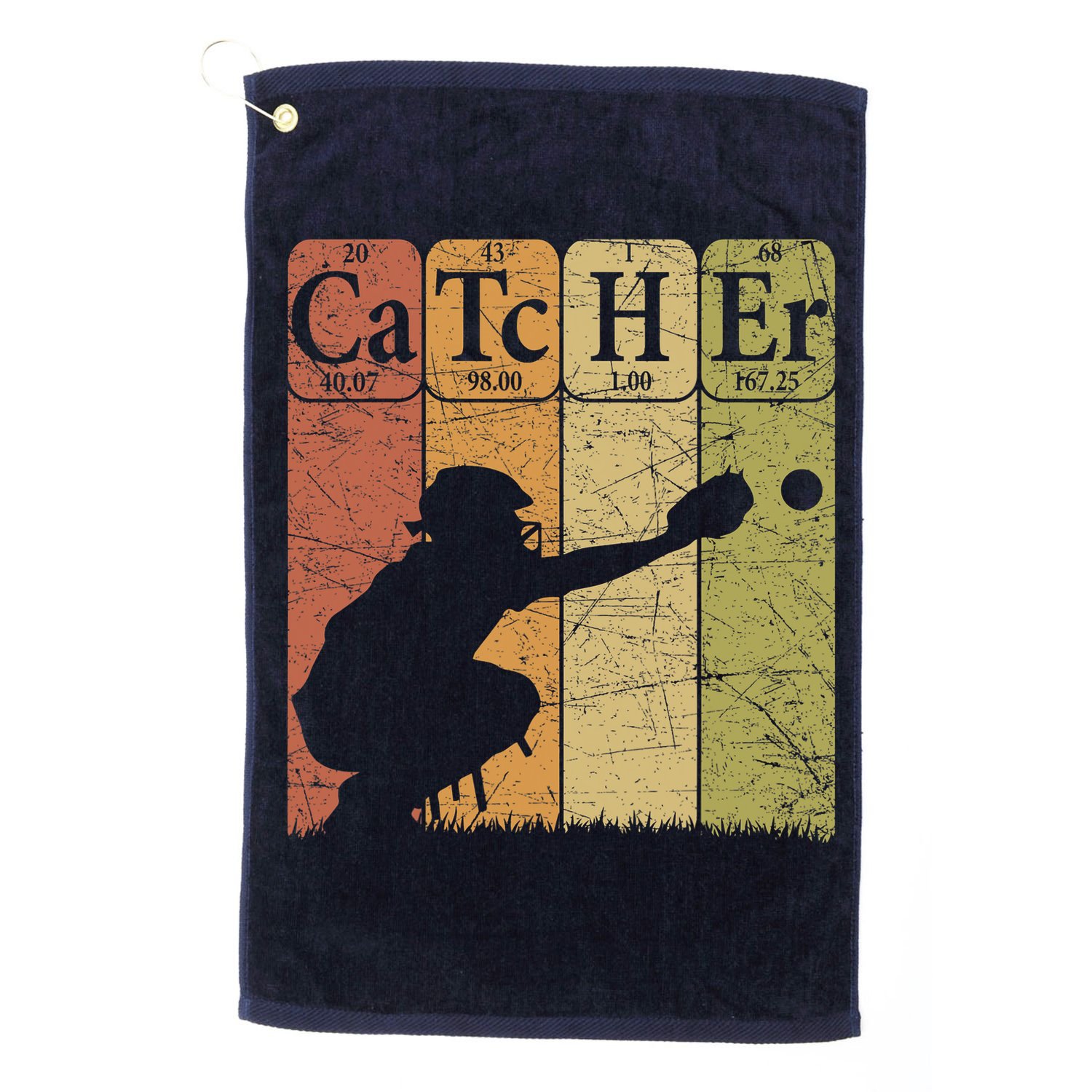 Baseball Periodic Table Elements Nerd Baseball Catcher Retro Golf Towel