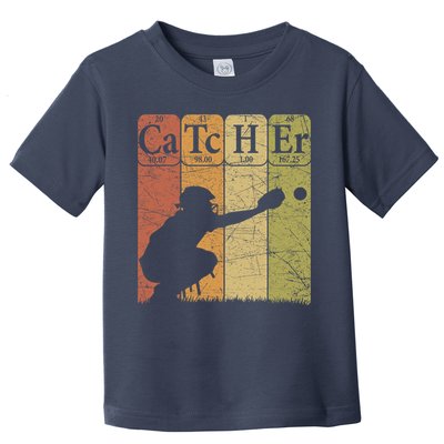Baseball Periodic Table Elements Nerd Baseball Catcher Retro Toddler T-Shirt