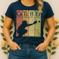 Baseball Periodic Table Elements Nerd Baseball Catcher Retro Womens T-Shirt