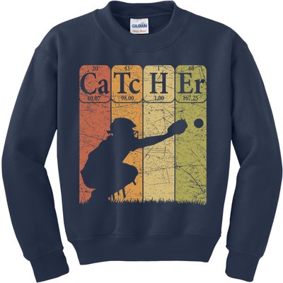 Baseball Periodic Table Elements Nerd Baseball Catcher Retro Kids Sweatshirt