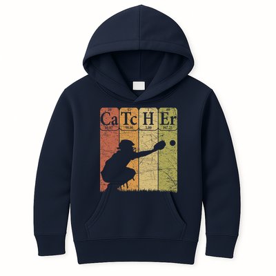 Baseball Periodic Table Elements Nerd Baseball Catcher Retro Kids Hoodie