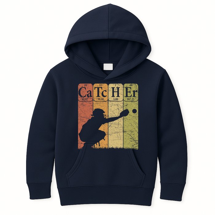 Baseball Periodic Table Elements Nerd Baseball Catcher Retro Kids Hoodie