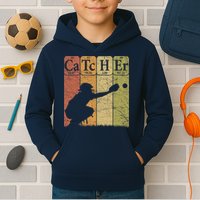 Baseball Periodic Table Elements Nerd Baseball Catcher Retro Kids Hoodie