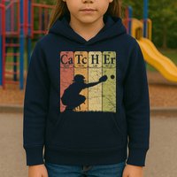 Baseball Periodic Table Elements Nerd Baseball Catcher Retro Kids Hoodie