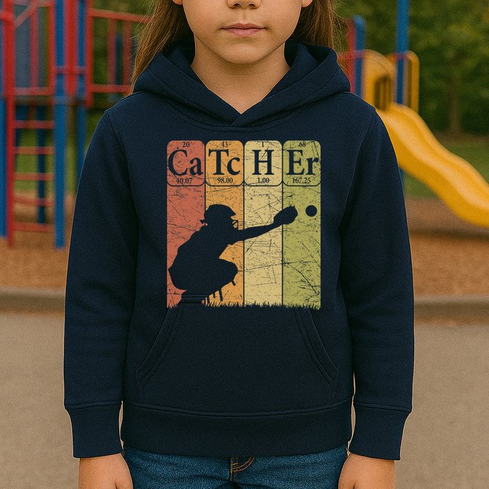 Baseball Periodic Table Elements Nerd Baseball Catcher Retro Kids Hoodie