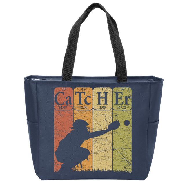 Baseball Periodic Table Elements Nerd Baseball Catcher Retro Zip Tote Bag