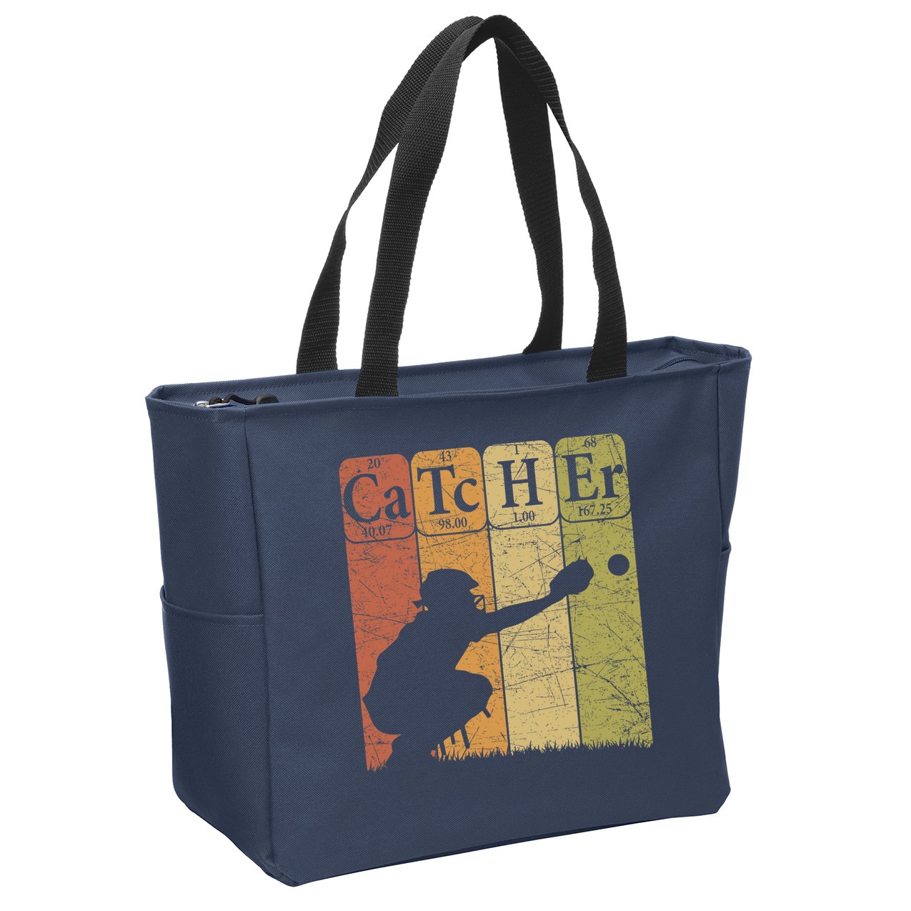 Baseball Periodic Table Elements Nerd Baseball Catcher Retro Zip Tote Bag