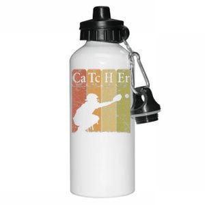 Baseball Periodic Table Elements Nerd Baseball Catcher Retro Aluminum Water Bottle